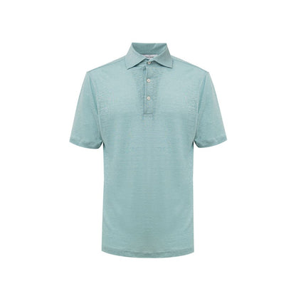 Gran Sasso Blue Linen Polo Shirt