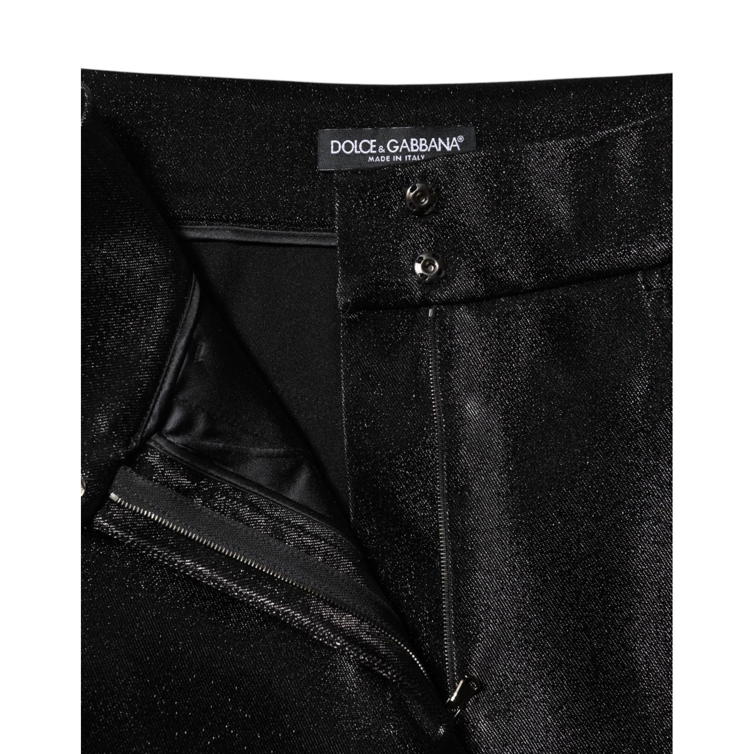 Dolce & Gabbana Black Cotton Stretch Lurex Thread Skinny Pants