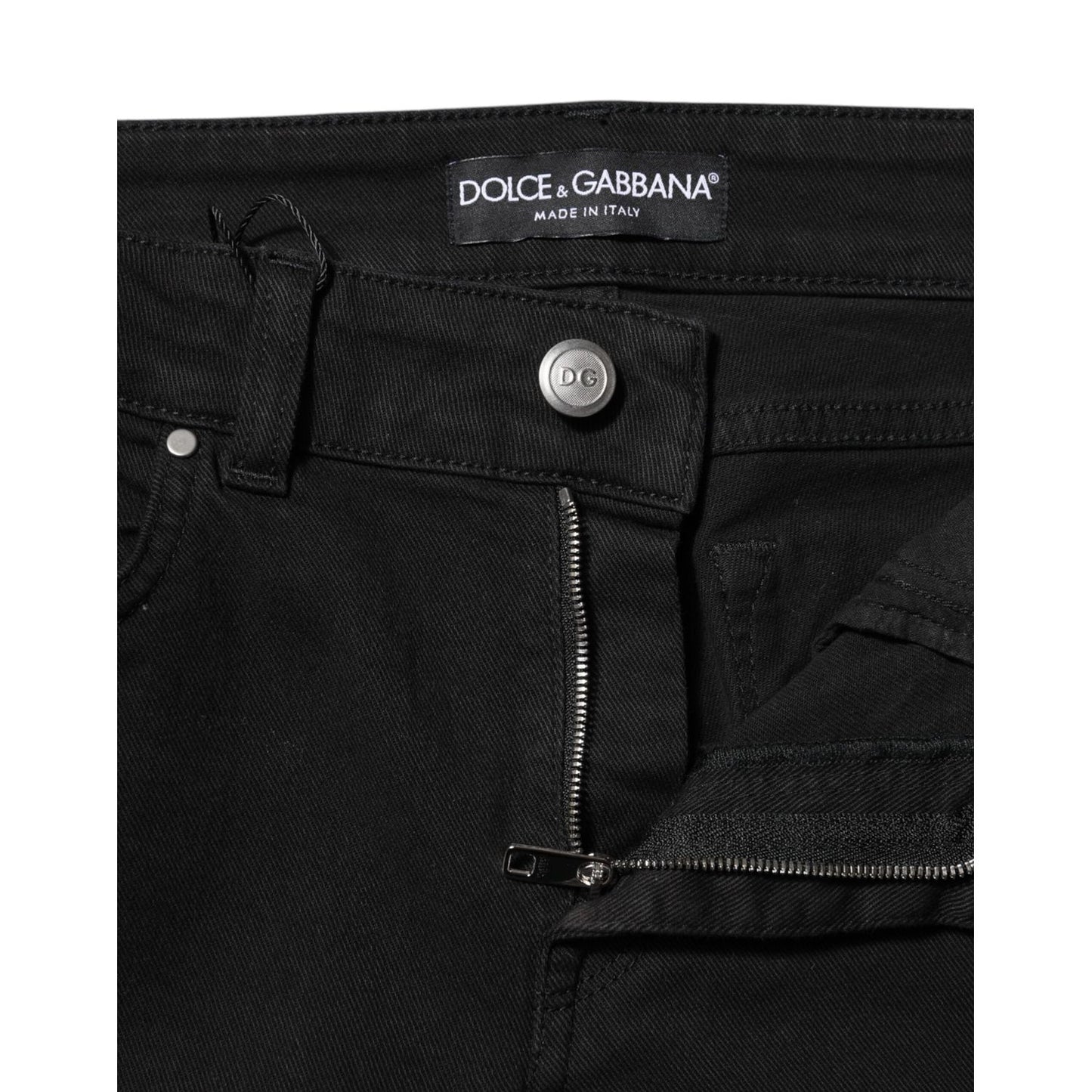 Dolce & Gabbana Black Cotton Skinny Mid Waist Denim Jeans