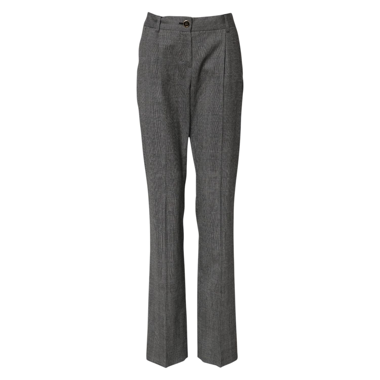 Dolce & Gabbana Gray Checkered High Waist Flared Pants
