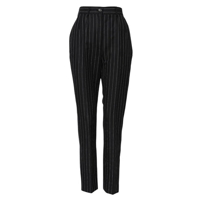 Dolce & Gabbana Black Stripes High Waist Tapered Pants