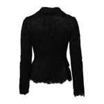 Dolce & Gabbana Black Floral Lace Cotton Collared Jacket