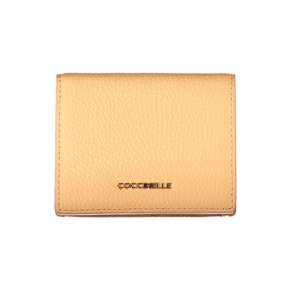 Coccinelle Orange Leather Wallet with logo, automatic closure, coin purse, card spaces, and two compartments.