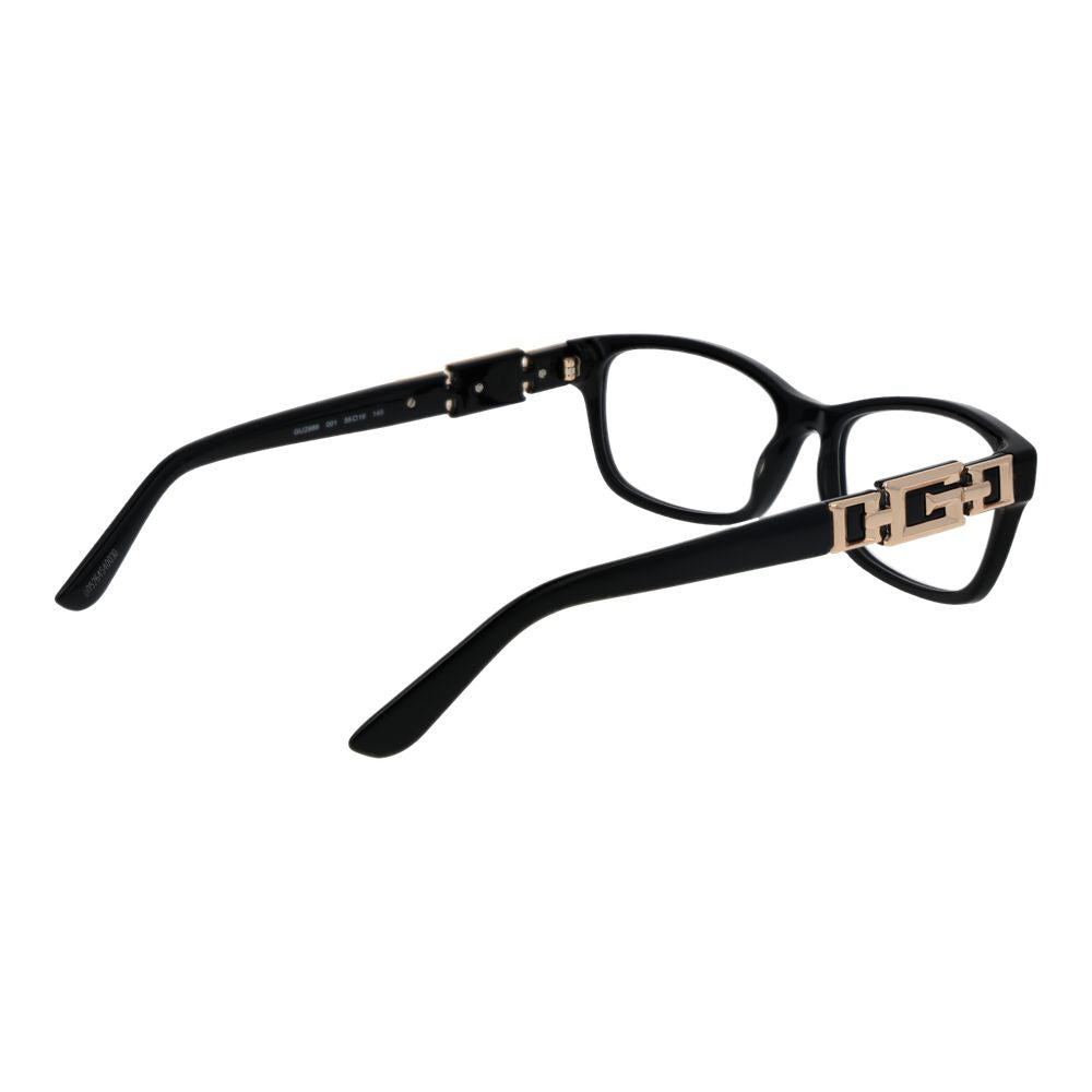 Guess Black Women Glasses Frame, full-rim black acetate, rectangular style, demo lenses, size 55-16-145, comes with branded case.