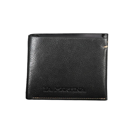 La Martina Black Leather Wallet LA-20568