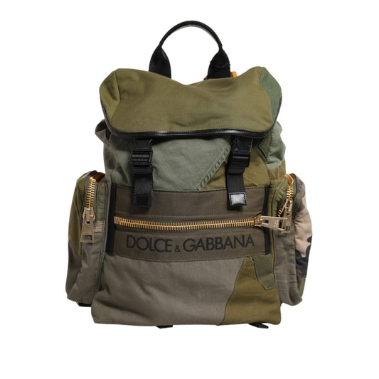 Dolce & Gabbana Military Green Patchwork Rucksack Backpack Bag BAG4638