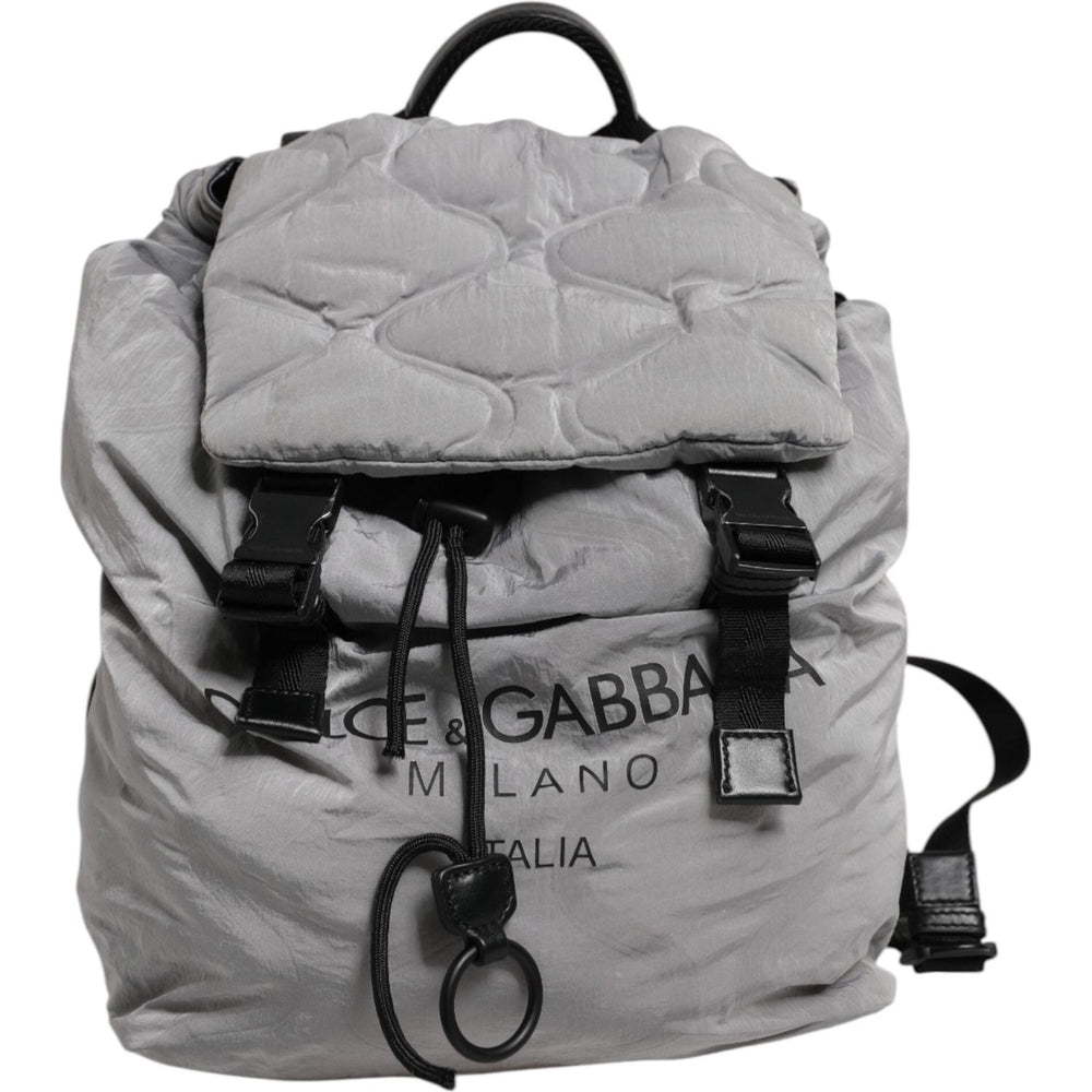 Dolce & Gabbana Gray Milano Print Drawstring Travel Backpack Bag