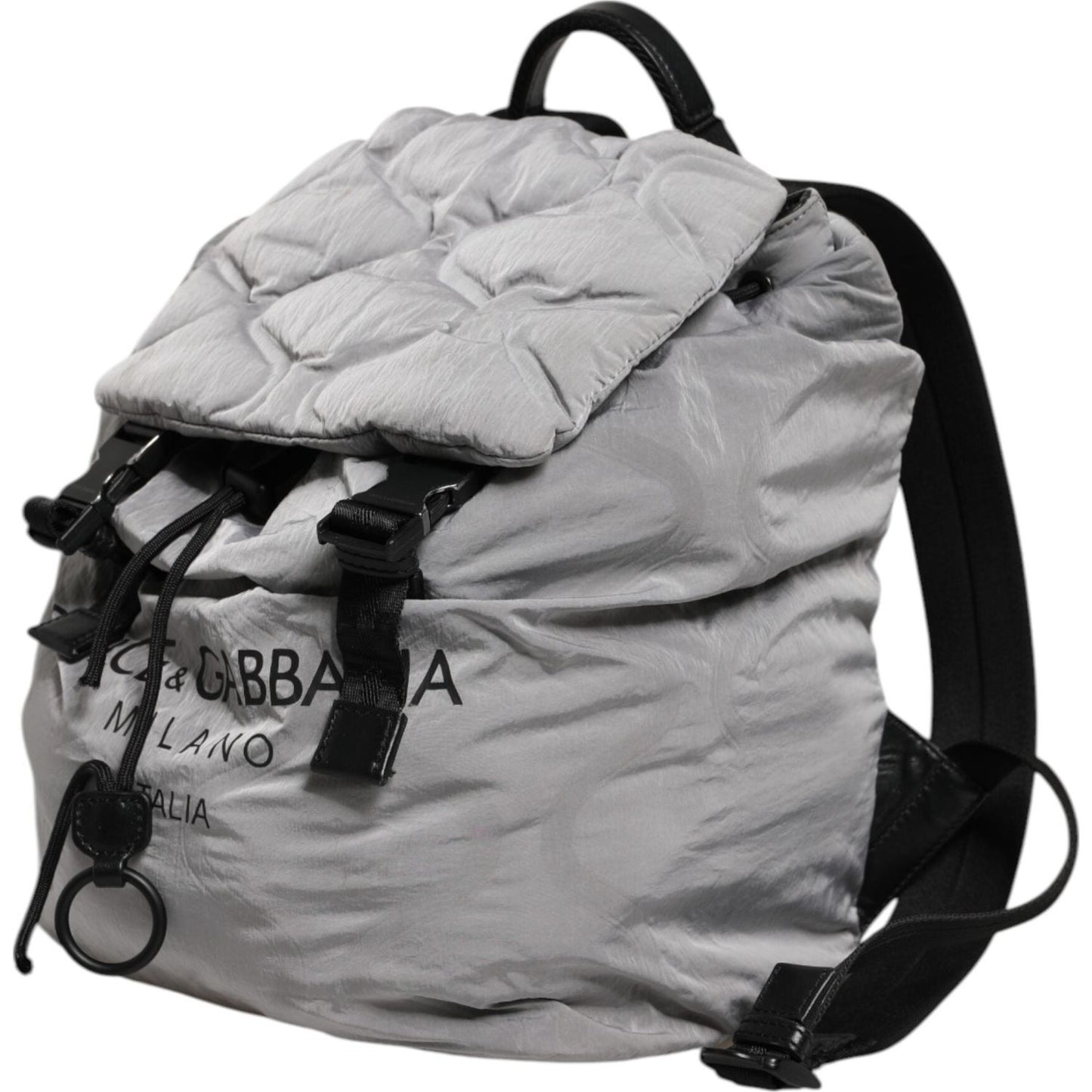 Dolce & Gabbana Gray Milano Print Drawstring Travel Backpack Bag