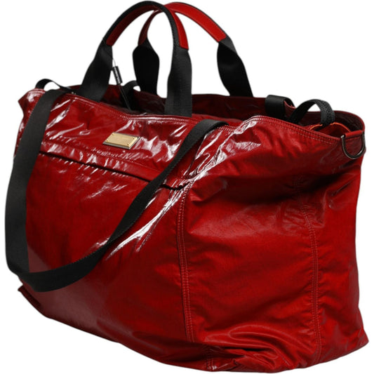 Dolce & Gabbana Red Nylon Hand Shoulder Duffel Travel Bag VAS130855