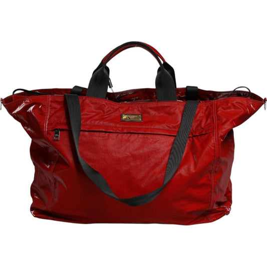 Dolce & Gabbana Red Nylon Hand Shoulder Duffel Travel Bag VAS130855
