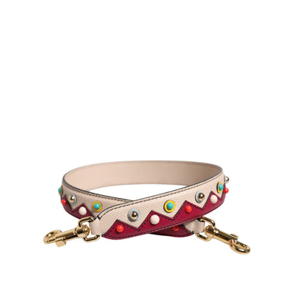 Dolce & Gabbana Beige Red Leather Handbag Accessory Shoulder Strap