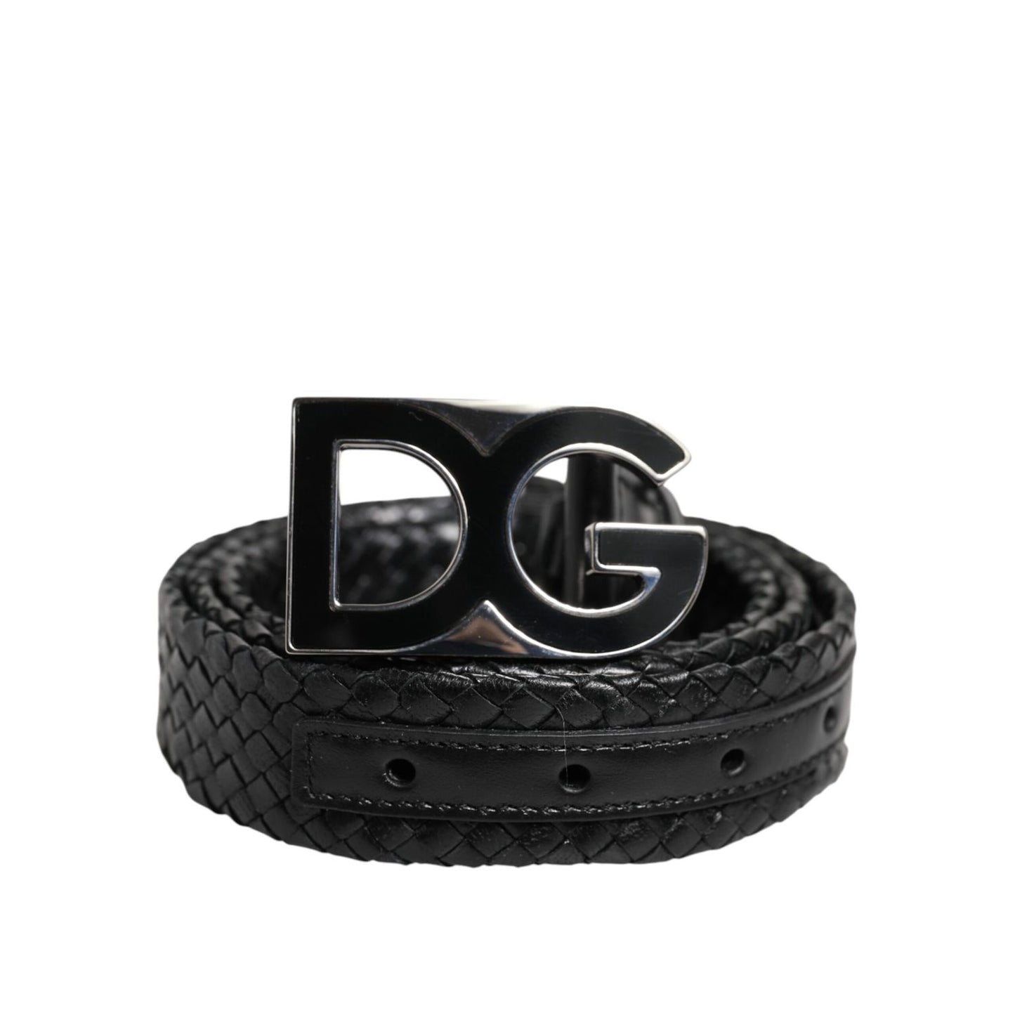 Dolce & Gabbana Black Classic Leather DG Logo Buckle Belt