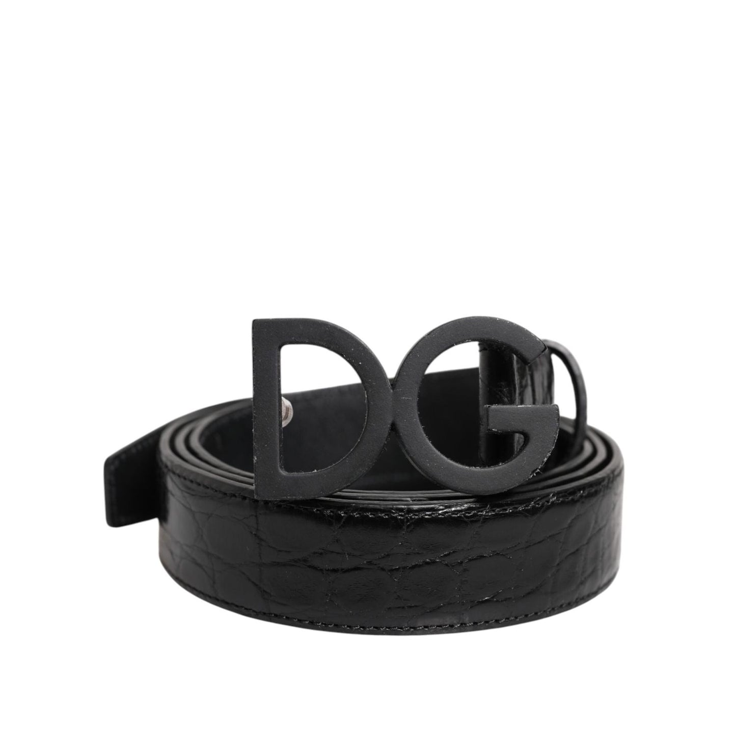 Dolce & Gabbana Black Leather Classic Metal DG Buckle Belt