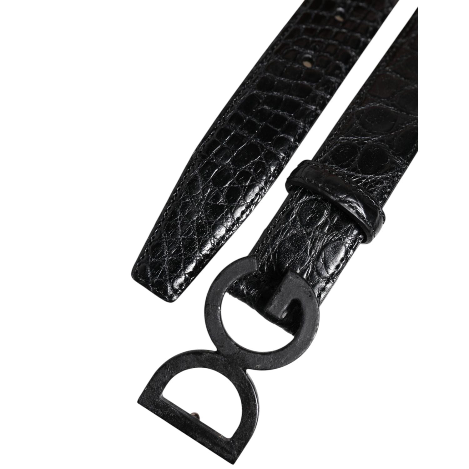 Dolce & Gabbana Black Leather Classic Metal DG Buckle Belt