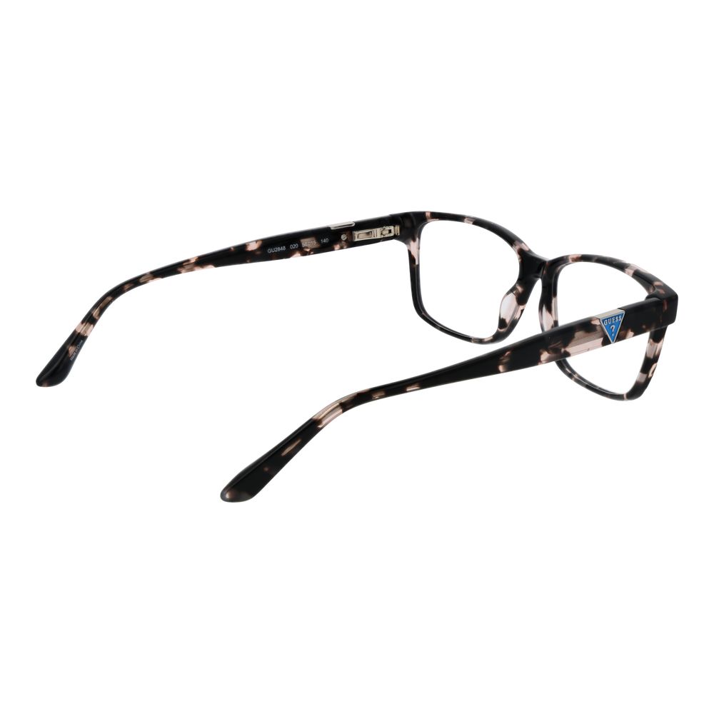 Guess Black Women Glasses Frame plastic full-rim rectangular style with demo lenses, featuring a black color and branded case included.