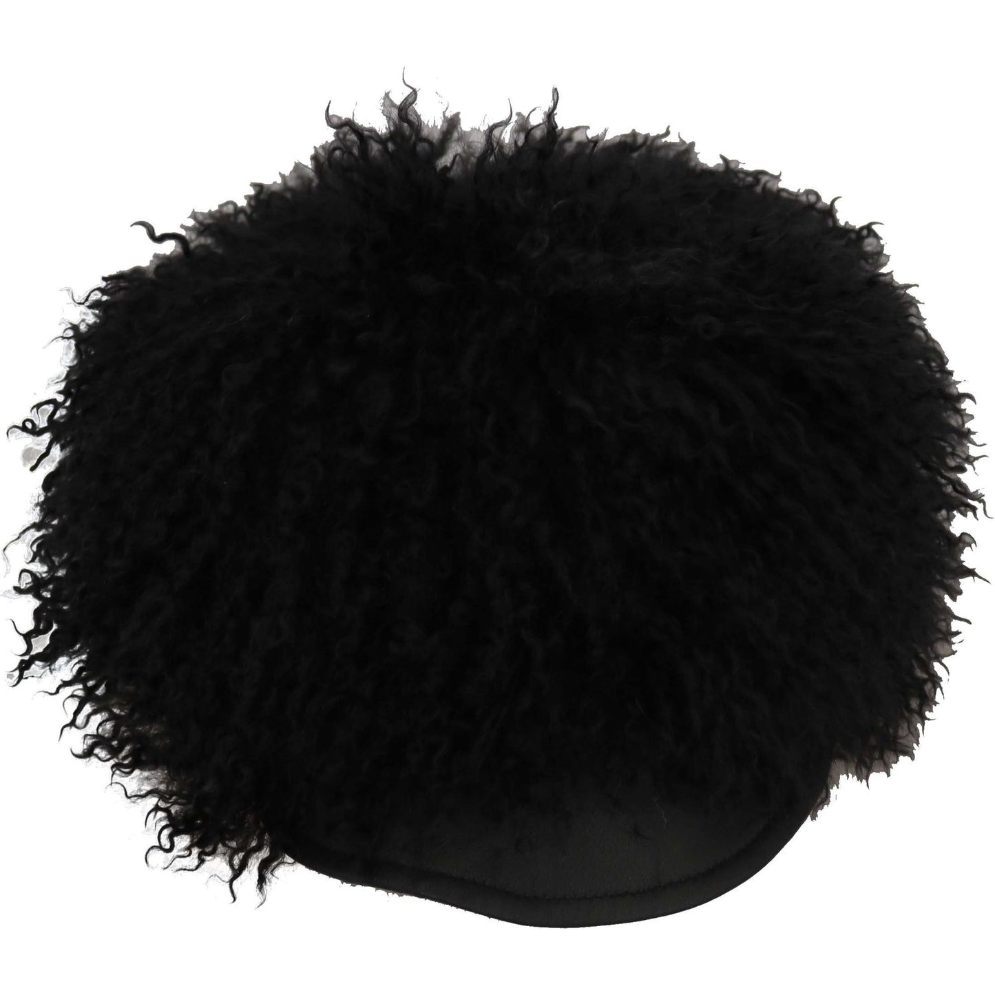 Dolce & Gabbana Black Tibet Lamb Fur Leather Gatsby Hat HAT70216-56