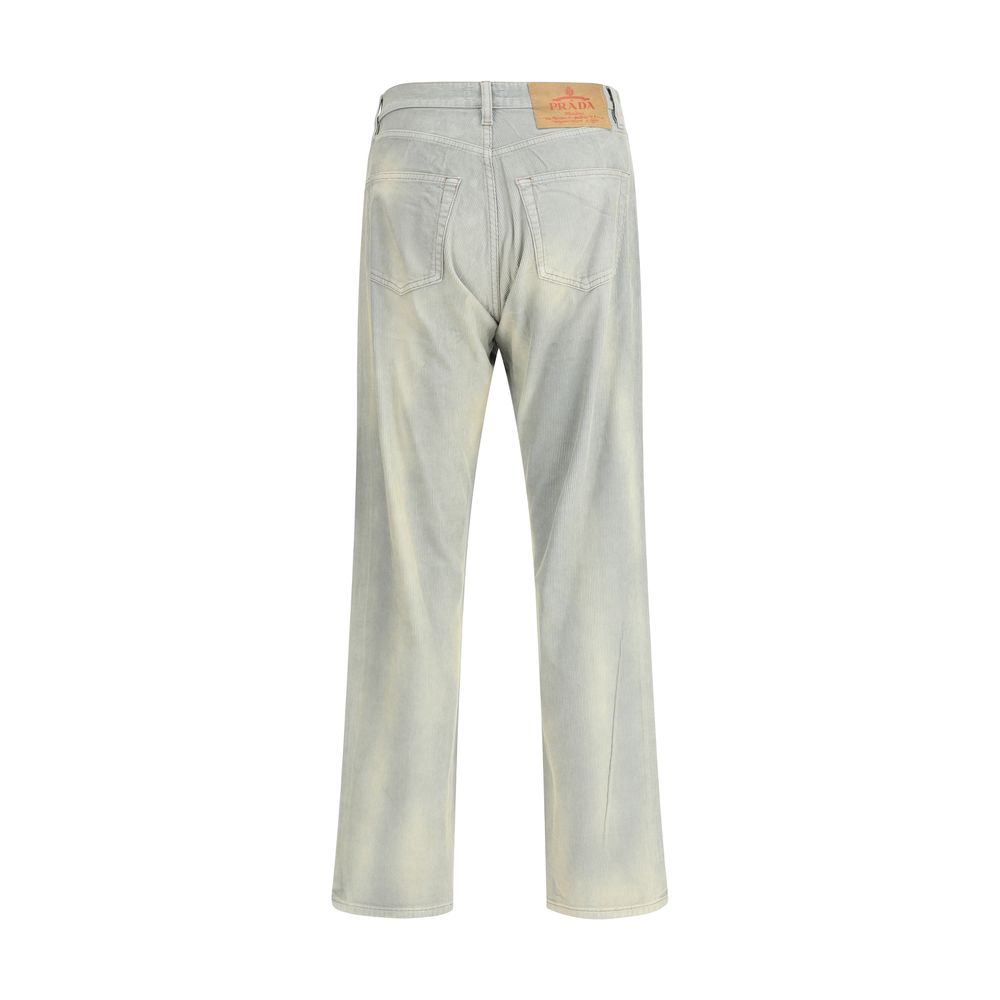 Prada Light Blue Cotton Casual Pants