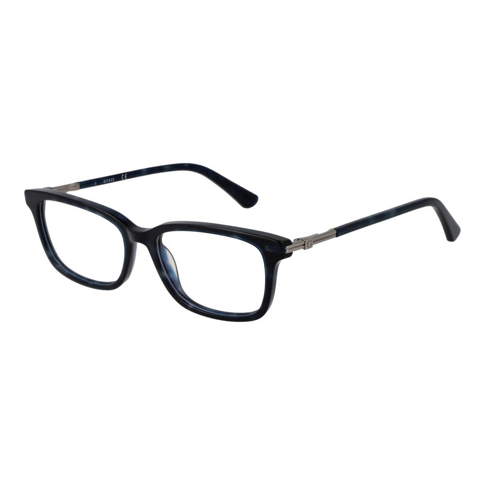 Guess Black Women Glasses Frame, full-rim rectangle with black plastic frame, demo lenses, size 50-15-140, includes branded case.