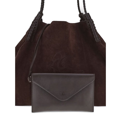 Etro Brown Calf Leather Bos Taurus Shoulder Bag