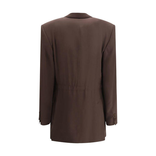 Petar Petrov Silk Blazer Jacket PE-S25J14DARKBROWN-34