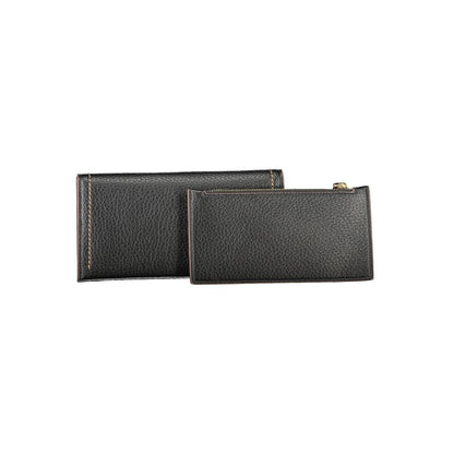 Mario Valentino Black Polyethylene Women Wallet with removable coin pouch and ample card spaces showcasing elegant craftsmanship.