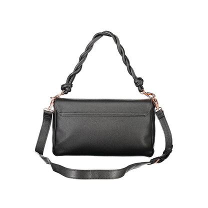 Mario Valentino Black Polyethylene Women Handbag with detachable strap and braided handle
