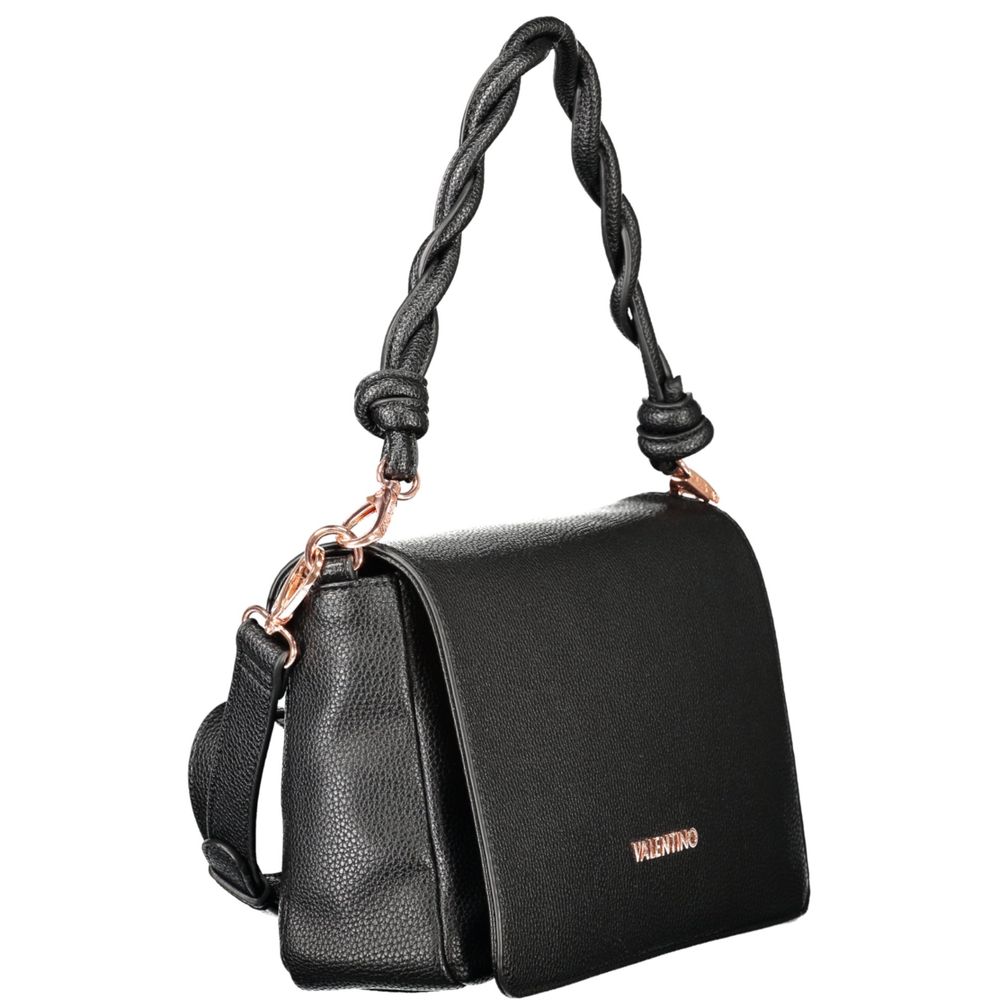Mario Valentino Black Polyethylene Women Handbag with removable shoulder handle and detachable strap for versatile styling.