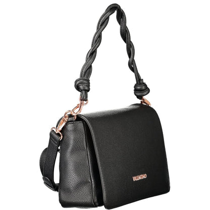 Mario Valentino Black Polyethylene Women Handbag with removable shoulder handle and detachable strap for versatile styling.