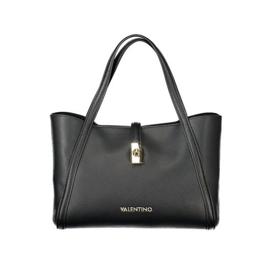Mario Valentino Black Polyethylene Women Handbag with dual handles and zip closure