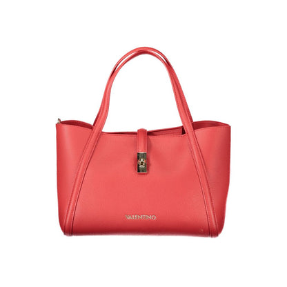 Mario Valentino Red Polyethylene Women Handbag with dual handles and detachable shoulder strap, featuring a secure swivel closure.