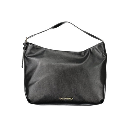 Mario Valentino Black Polyethylene Women Handbag with adjustable strap and iconic logo.