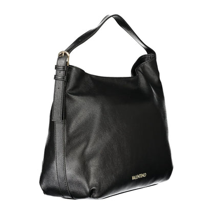 Mario Valentino Black Polyethylene Women Handbag with adjustable shoulder handle and iconic Valentino logo