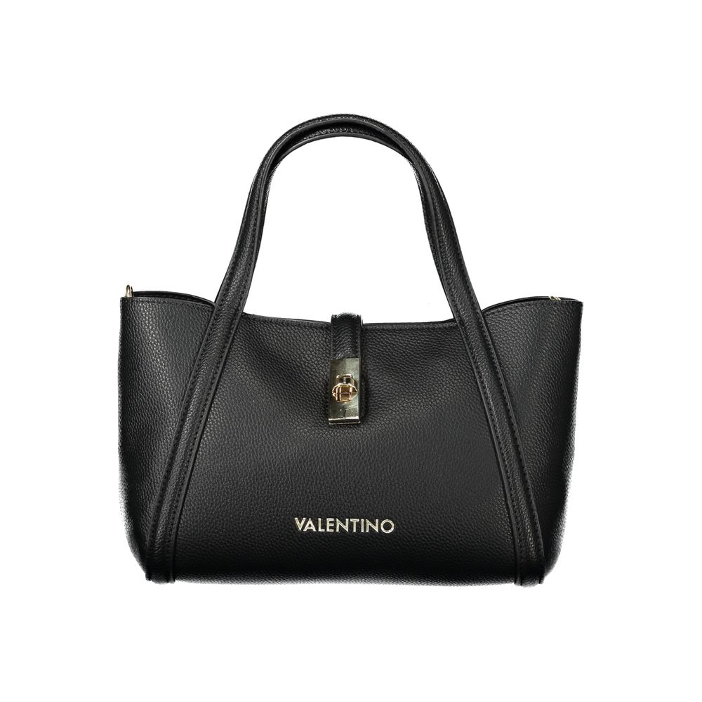 Mario Valentino Black Polyethylene Women Handbag with dual handles and a chic design.