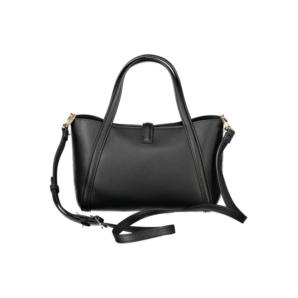 Mario Valentino Black Polyethylene Women Handbag with dual handles and detachable strap
