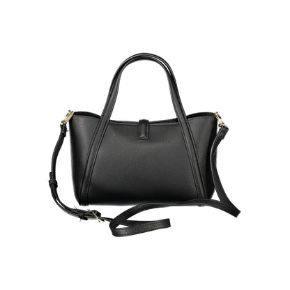 Mario Valentino Black Polyethylene Women Handbag with dual handles and detachable strap