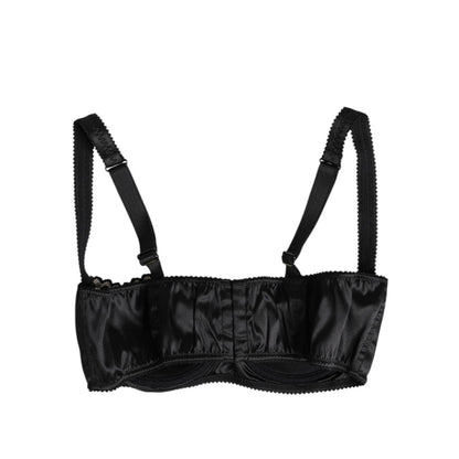 Dolce & Gabbana Black Silk Underwired Balconette Bra Underwear
