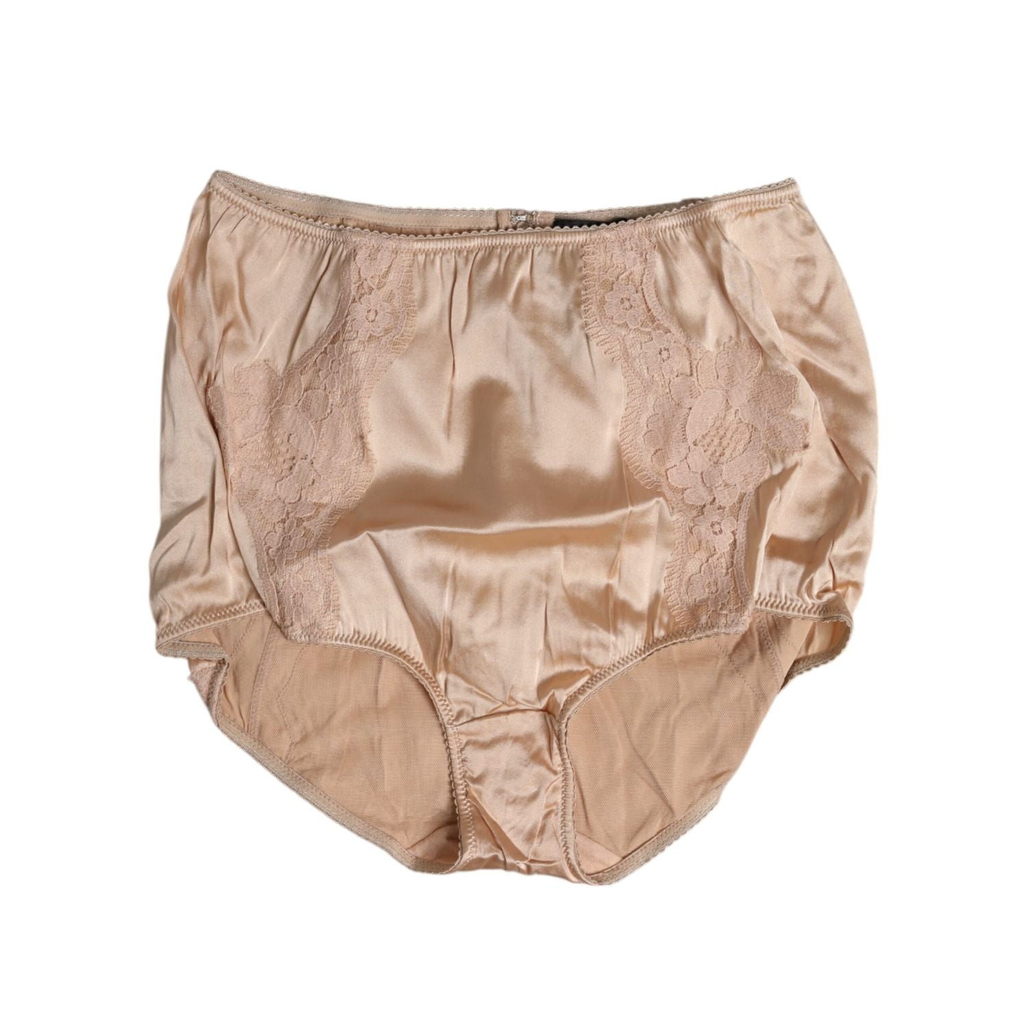 Dolce & Gabbana Beige Silk Lace High Waist Bikini Panty Underwear
