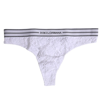 Dolce & Gabbana White Nylon Floral Lace Bottom Panty Underwear