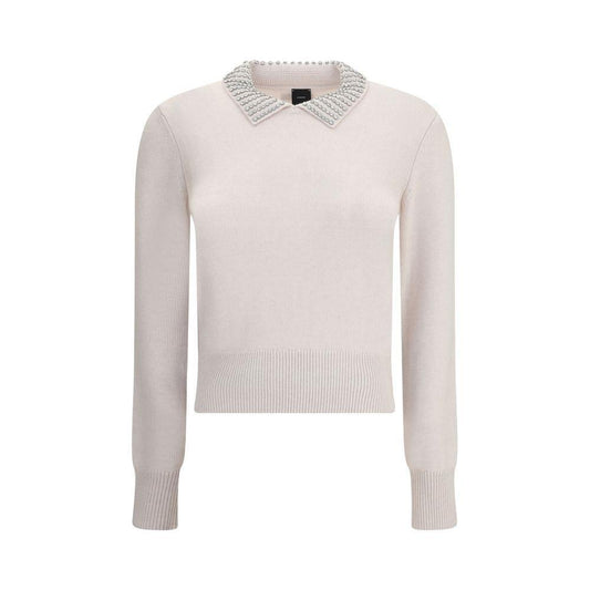 PINKO Rhinestone-decorated collar Sweater