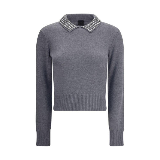 PINKO Rhinestone-decorated collar Sweater