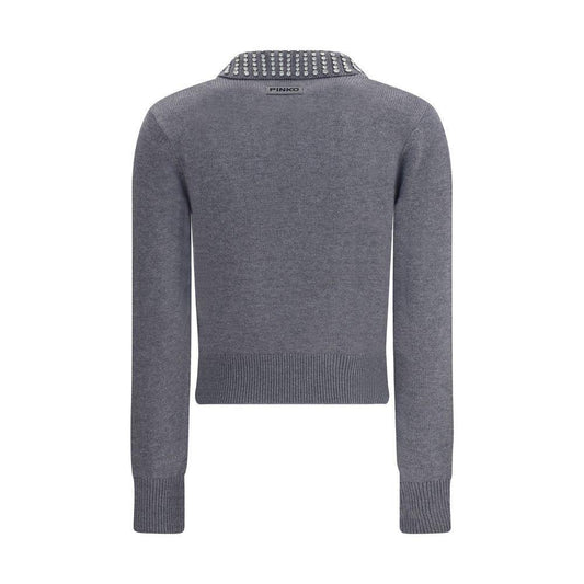 PINKO Rhinestone-decorated collar Sweater