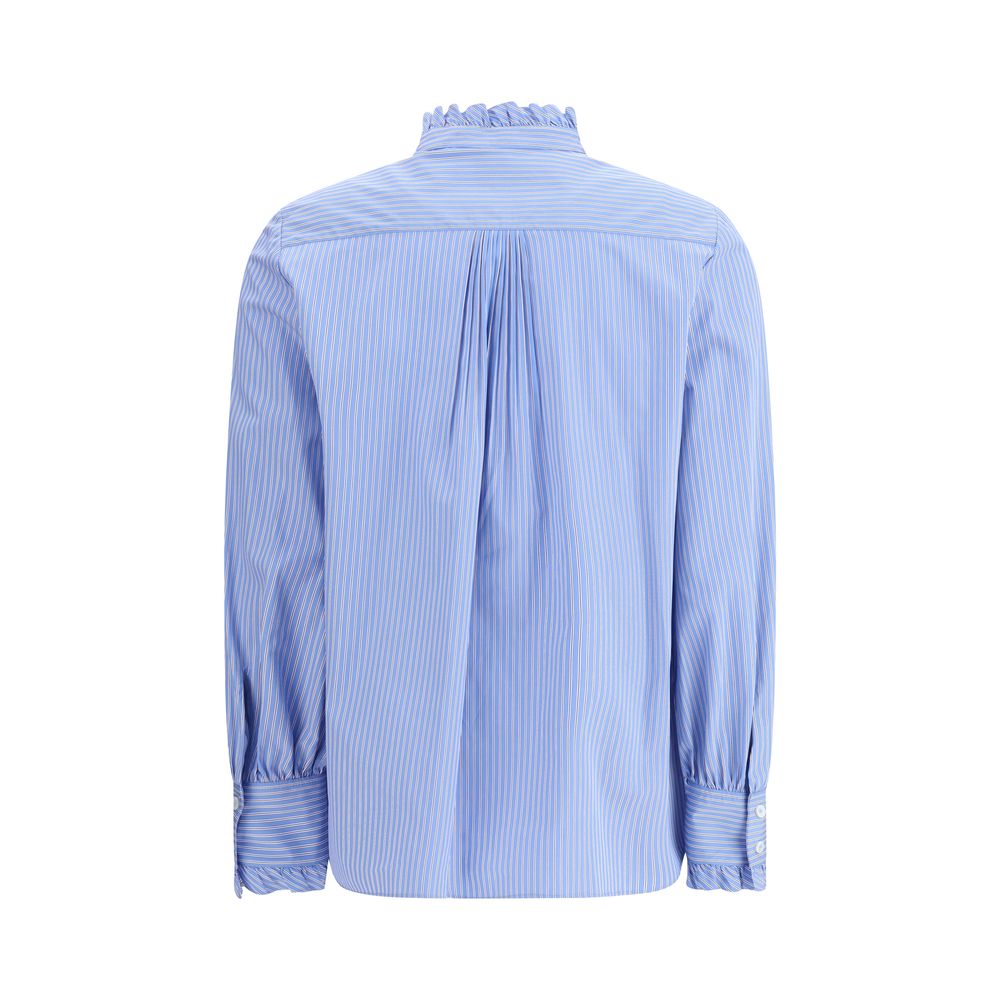 Valentino Blue Cotton Pattern Shirt