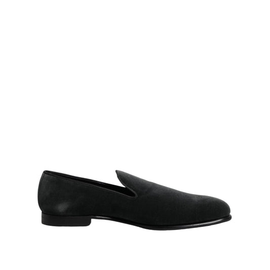 Dolce & Gabbana Black Velvet Slip On Loafers Formal Shoes