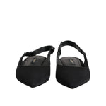 Dolce & Gabbana Black Crystal Charmeuse Slingback Shoes