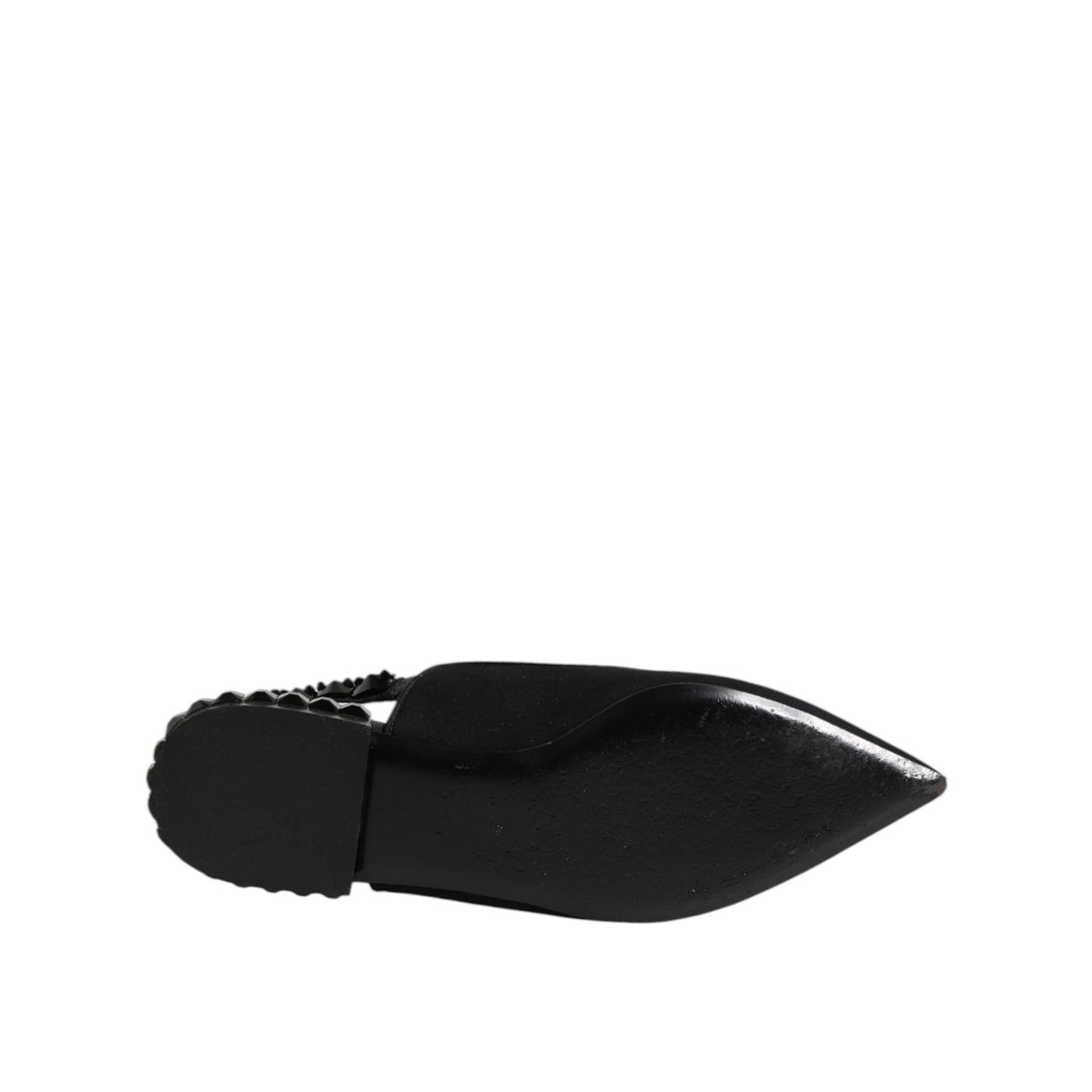 Dolce & Gabbana Black Crystal Charmeuse Slingback Shoes