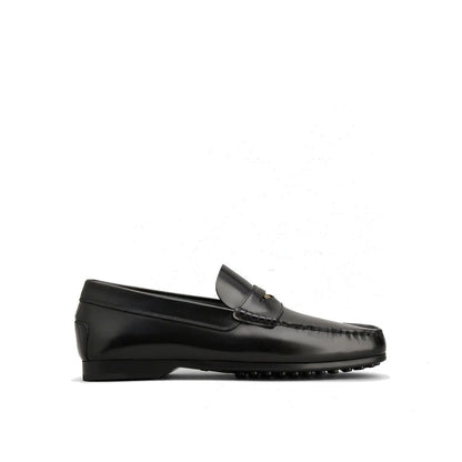 Tod's Black Calfskin Slip-On Loafers