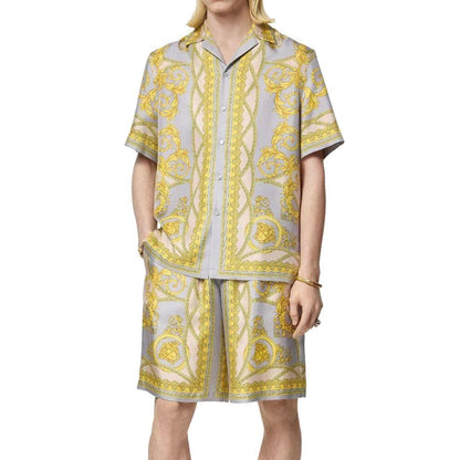 Versace Gray Silk Short And Mini Shorts