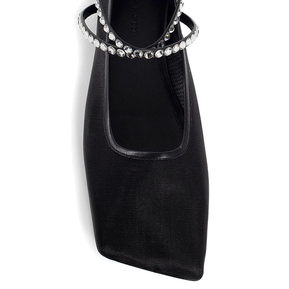 Amina Muaddi Mesh Crystal Ballerina Flats