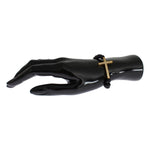 Nialaya Matte Onyx Stone Gold CZ Cross 925 Silver Bracelet Bracelet