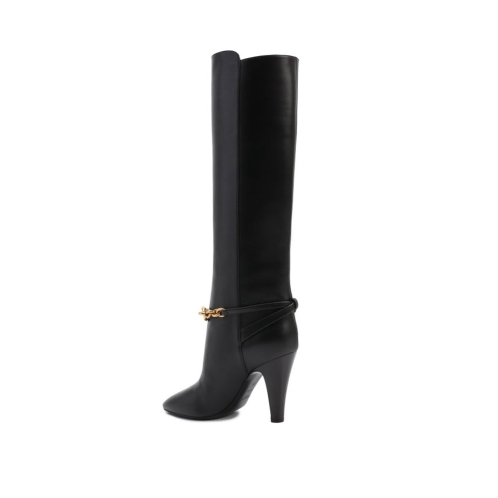 Saint Laurent Black Calfskin High Heel Boots